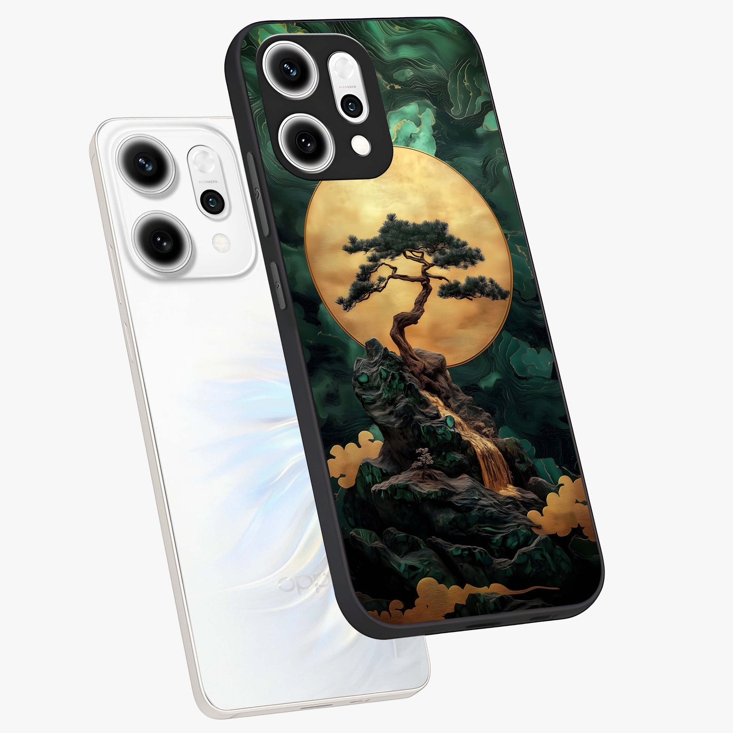 Zen Moon Rise Glass Case displayed in angled mockup highlighting peaceful lunar design with zen aesthetic style.