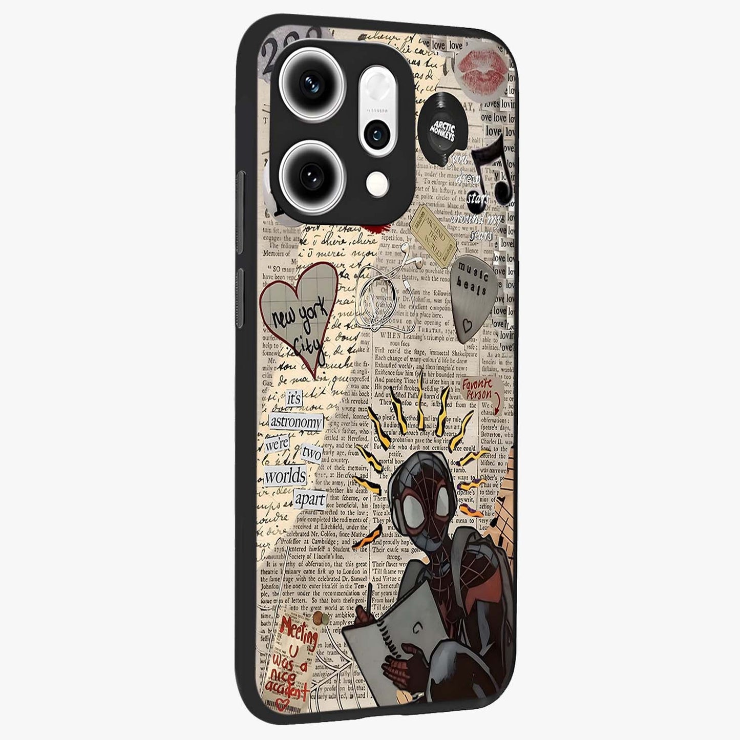 City Dream Sketch Glass Case upright view showcasing urban skyline artwork with stylish hand drawn design.