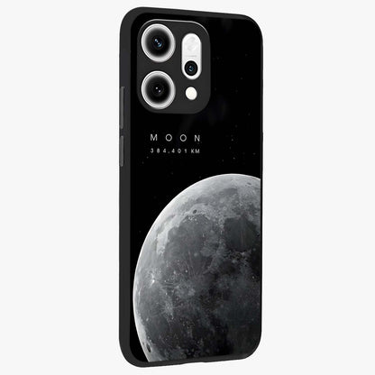 Cosmic Moon Glow Glass Case upright view showcasing luminous moon illustration with dreamy cosmic style.