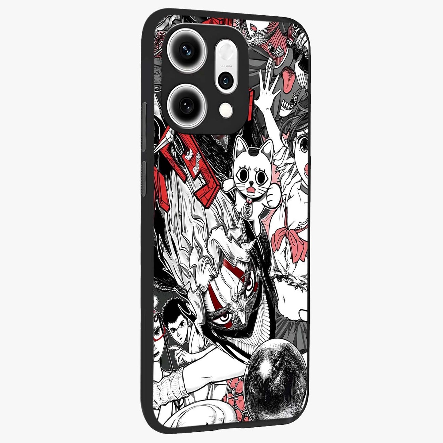 Crimson Chaos Panel Glass Case upright view showcasing intense crimson artwork with dramatic aesthetic style.