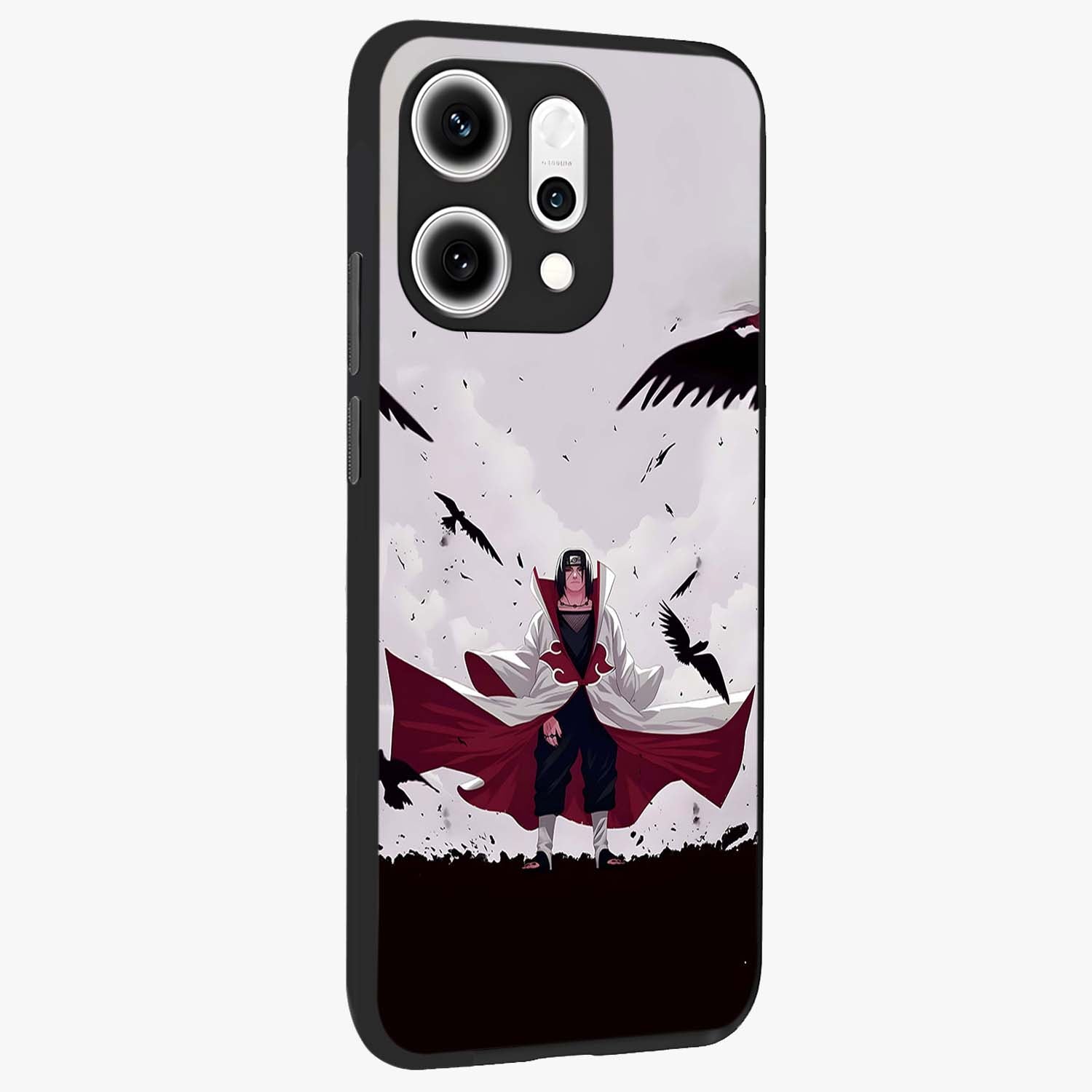 Crimson Crow Ascension Glass Case upright view showcasing dramatic crow artwork with bold gothic theme.