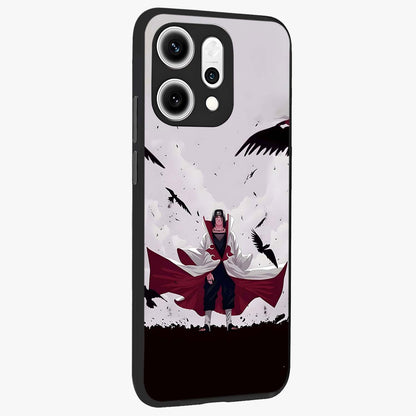 Crimson Crow Ascension Glass Case upright view showcasing dramatic crow artwork with bold gothic theme.