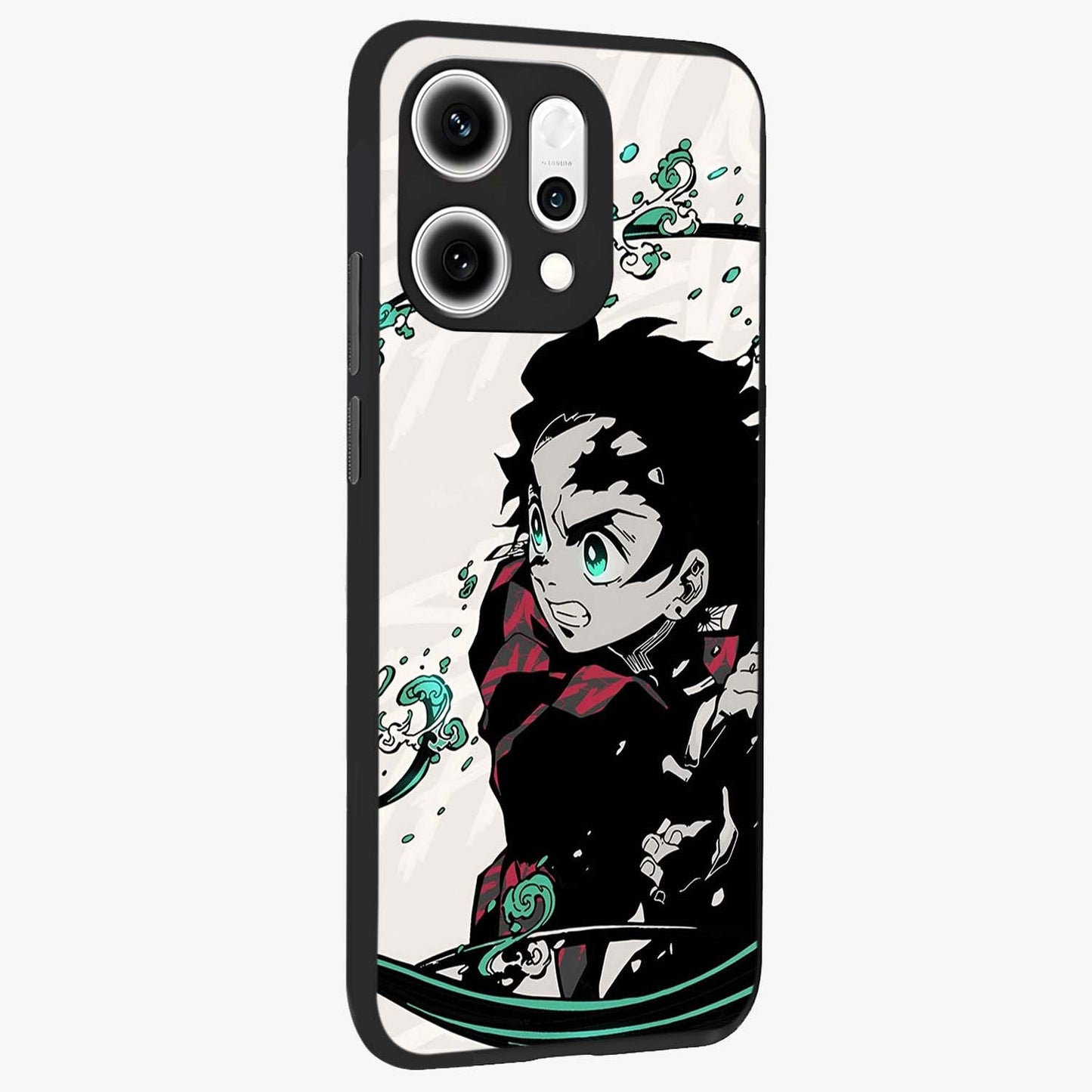 Demon Slayer Glass Case upright view showcasing powerful anime artwork with intense warrior theme.
