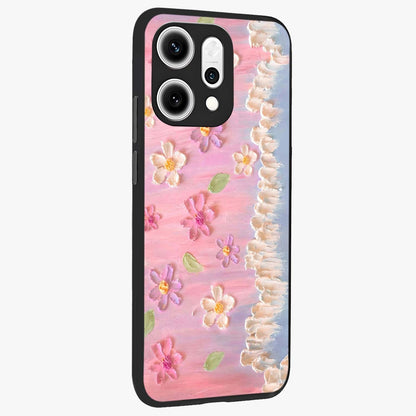 Dreamy Painted Garden Glass Case upright view showcasing vibrant floral garden artwork with artistic nature theme.
