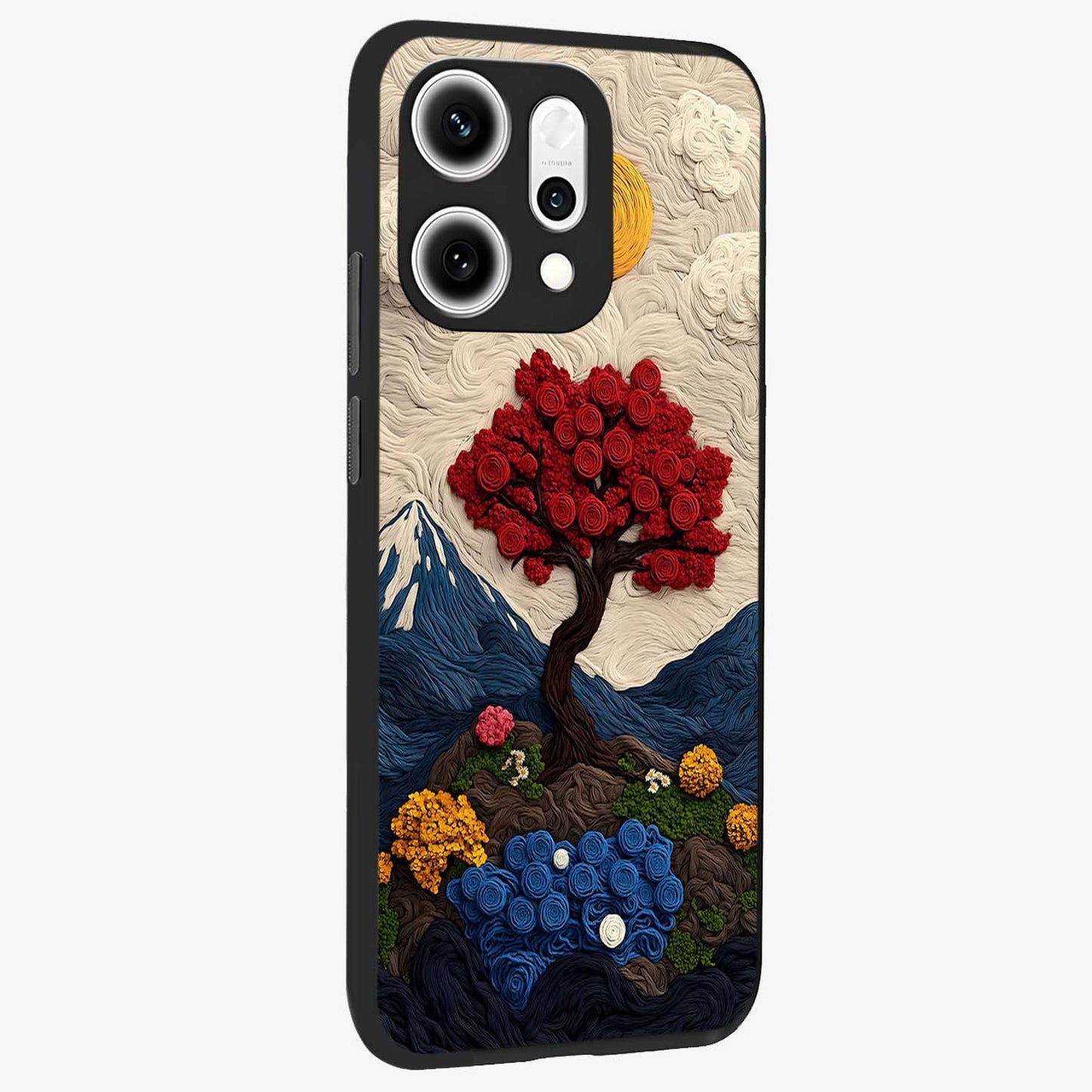 Eternal Nature Tapestry Glass Case upright view showcasing elegant nature tapestry design with decorative style.