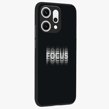 Focus Mode On Glass Case upright view showcasing strong typography statement with sleek motivational theme.