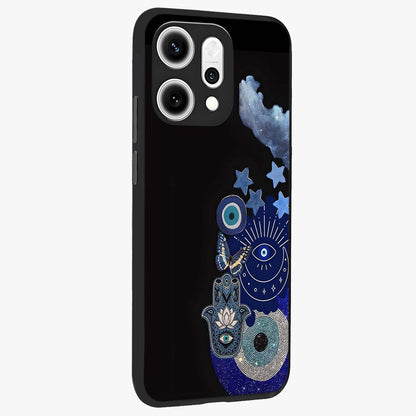 Galactic Charm Cluster Glass Case upright view showcasing glowing cosmic charm artwork with magical celestial style.