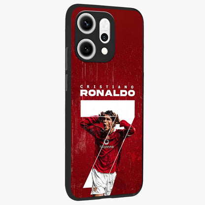Goal Celebration Legacy Glass Case upright view showcasing dynamic football inspired artwork with victory celebration aesthetic.