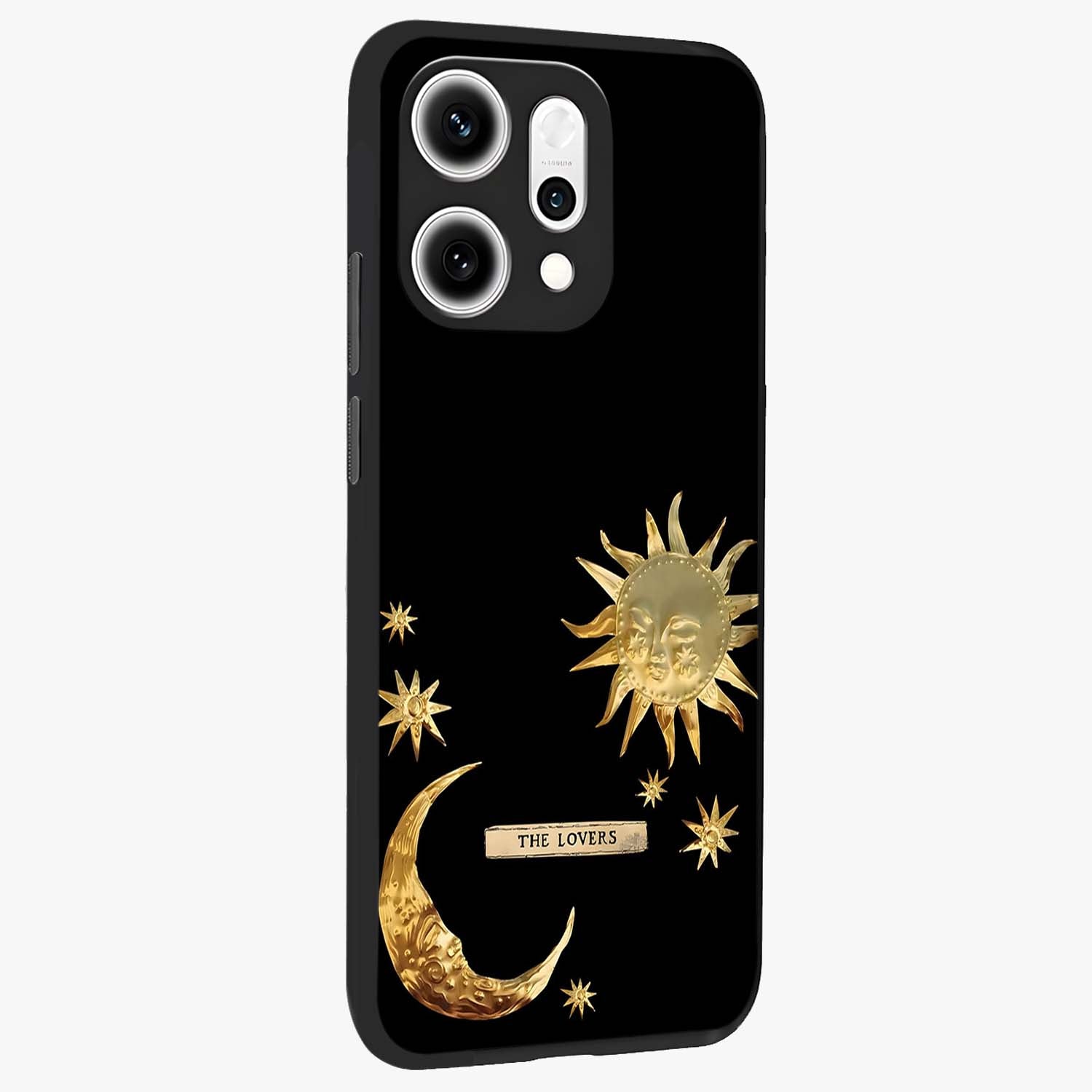 Gold Sun Blush Glass Case upright view showcasing glowing sun artwork with elegant celestial theme.