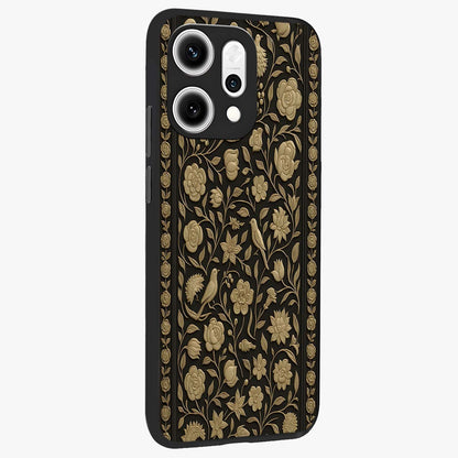 Golden Evil Eye Mandala Glass Case upright view showcasing decorative evil eye mandala artwork with spiritual aesthetic style.