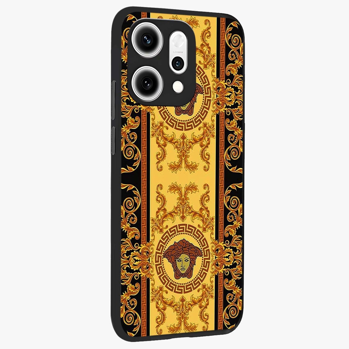 Golden Lotus Glow Glass Case upright view showcasing luminous lotus artwork with peaceful divine theme.