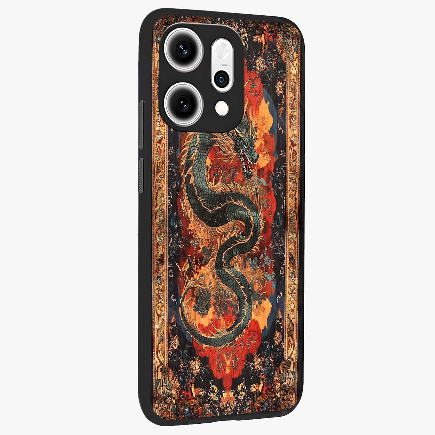 Inferno Dragon Soul Glass Case upright view showcasing intense dragon artwork with fantasy fire theme.