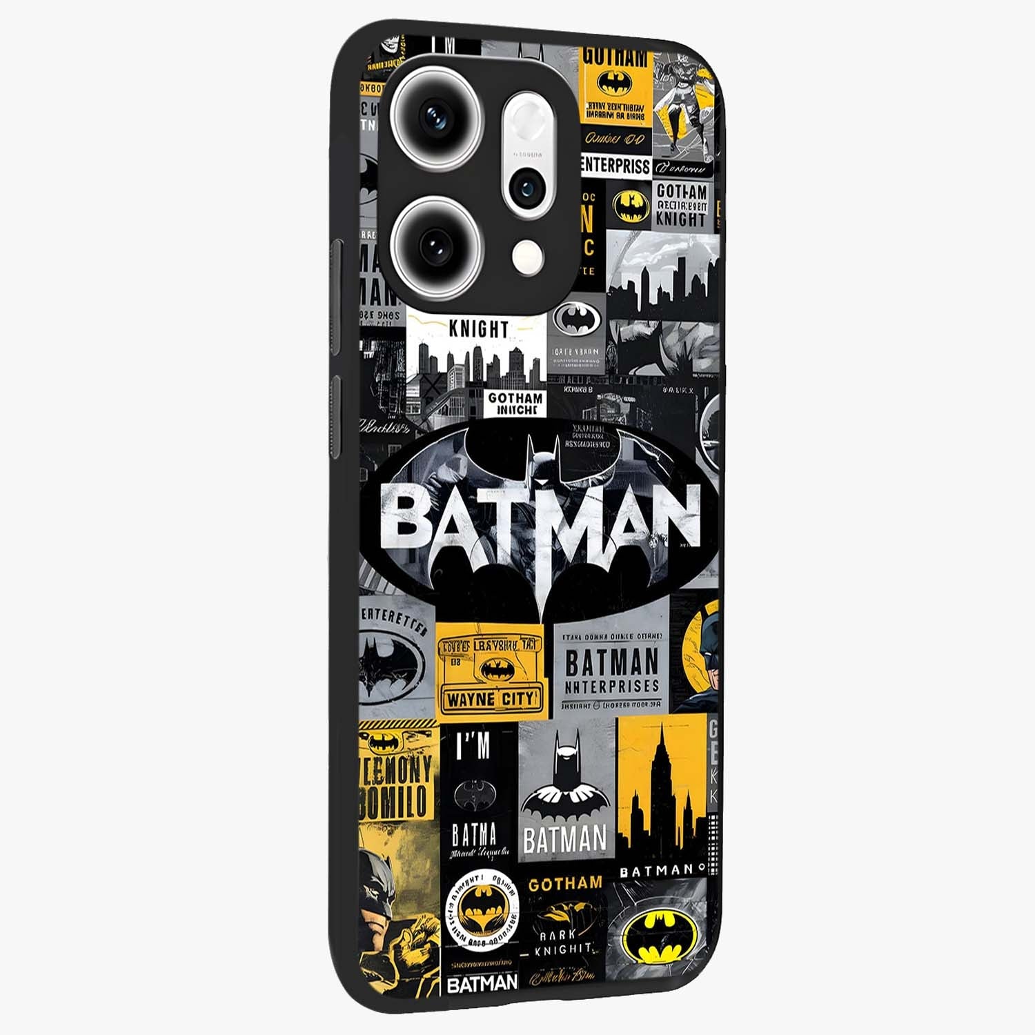 Knight Gotham Rise Glass Case upright view showcasing bold vigilante themed artwork with gothic city vibe.