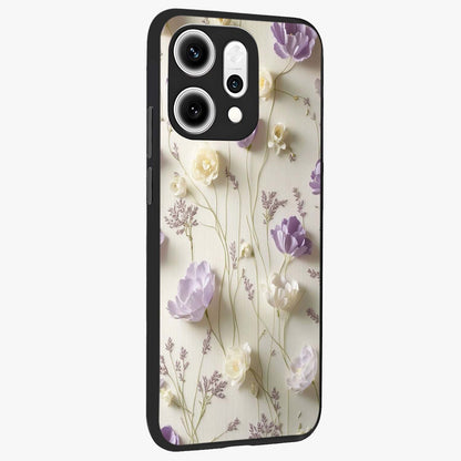 Lilac Breeze Harmony Glass Case upright view showcasing delicate lilac artwork with peaceful floral theme.