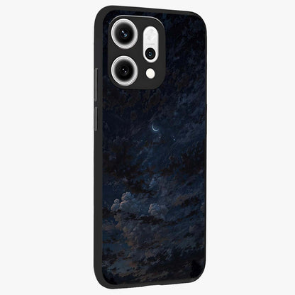 Lunar Veil Silence Glass Case upright view showcasing calm moon themed artwork with serene night atmosphere.