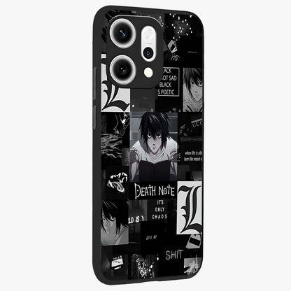 Midnight Chaos Mind Glass Case upright view showcasing expressive abstract artwork with bold dark theme.