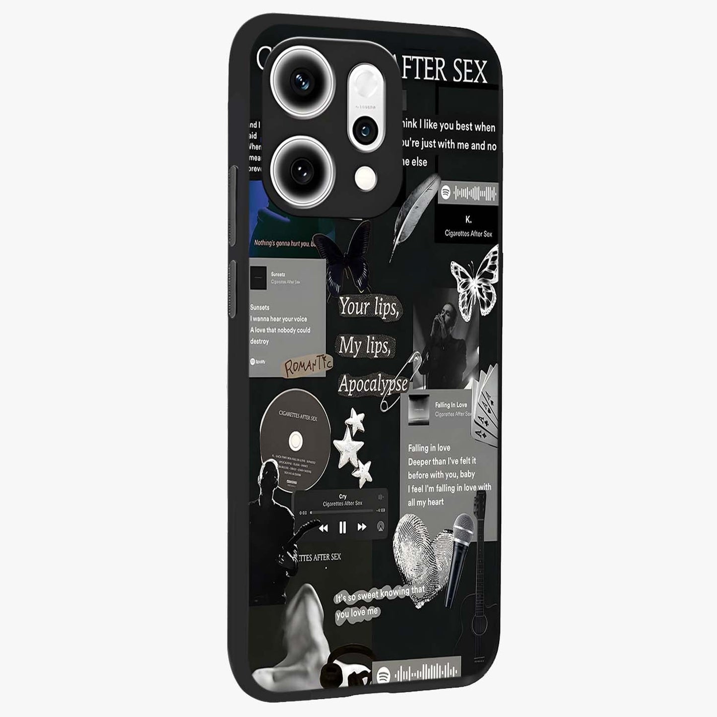 Midnight Love Echo Glass Case upright view showcasing expressive romantic artwork with dreamy midnight theme.