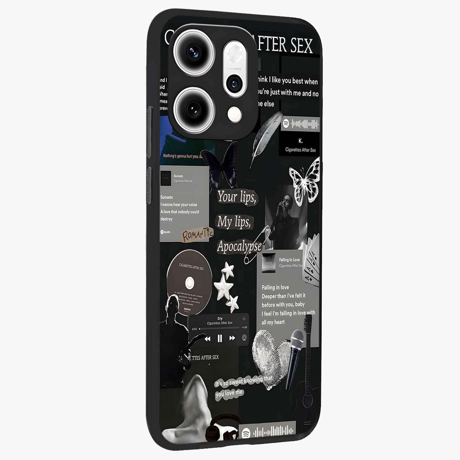 Midnight Love Echo Glass Case upright view showcasing expressive romantic artwork with dreamy midnight theme.