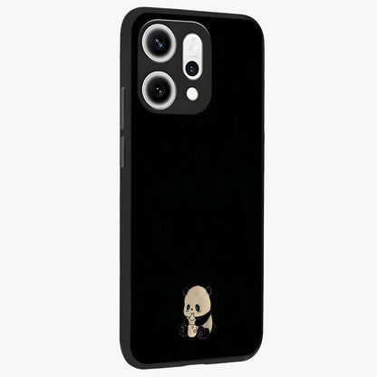 Midnight Panda Love Glass Case upright view showcasing charming panda artwork with playful romantic theme.