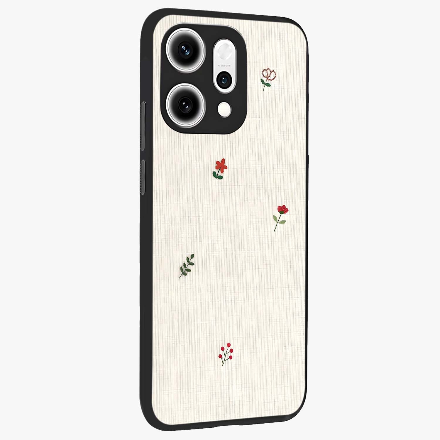 Minimalistic Blue With White Flower Pattern Glass Case upright view showcasing clean white flower artwork with calming blue theme.
