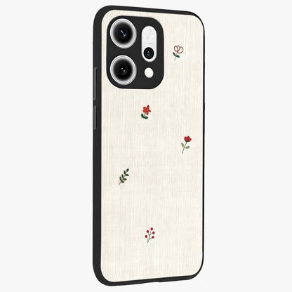 Minimalistic Blue With White Flower Pattern Glass Case upright view showcasing clean white flower artwork with calming blue theme.