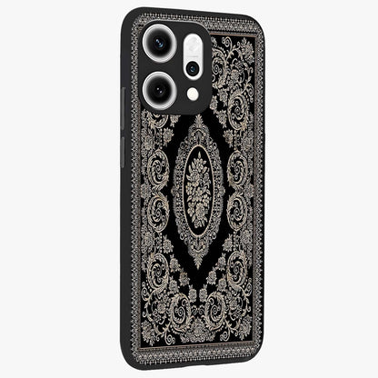 Noir Bloom Elegance Glass Case upright view showcasing graceful floral artwork with luxurious dark theme.