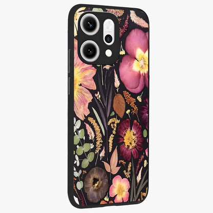 Petal Dream Tapestry Glass Case upright view showcasing detailed floral tapestry artwork with artistic nature theme.