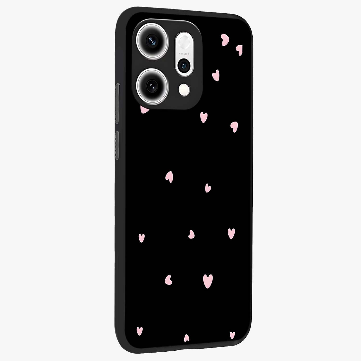 Pink Love Drops Glass Case upright view showcasing charming heart drop artwork with romantic playful theme.