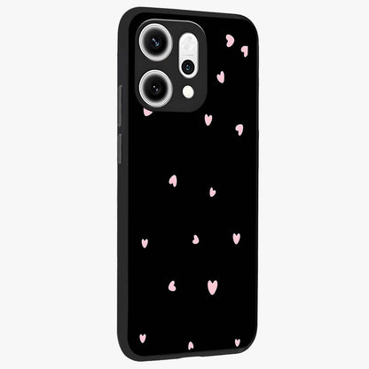 Pink Love Drops Glass Case upright view showcasing charming heart drop artwork with romantic playful theme.