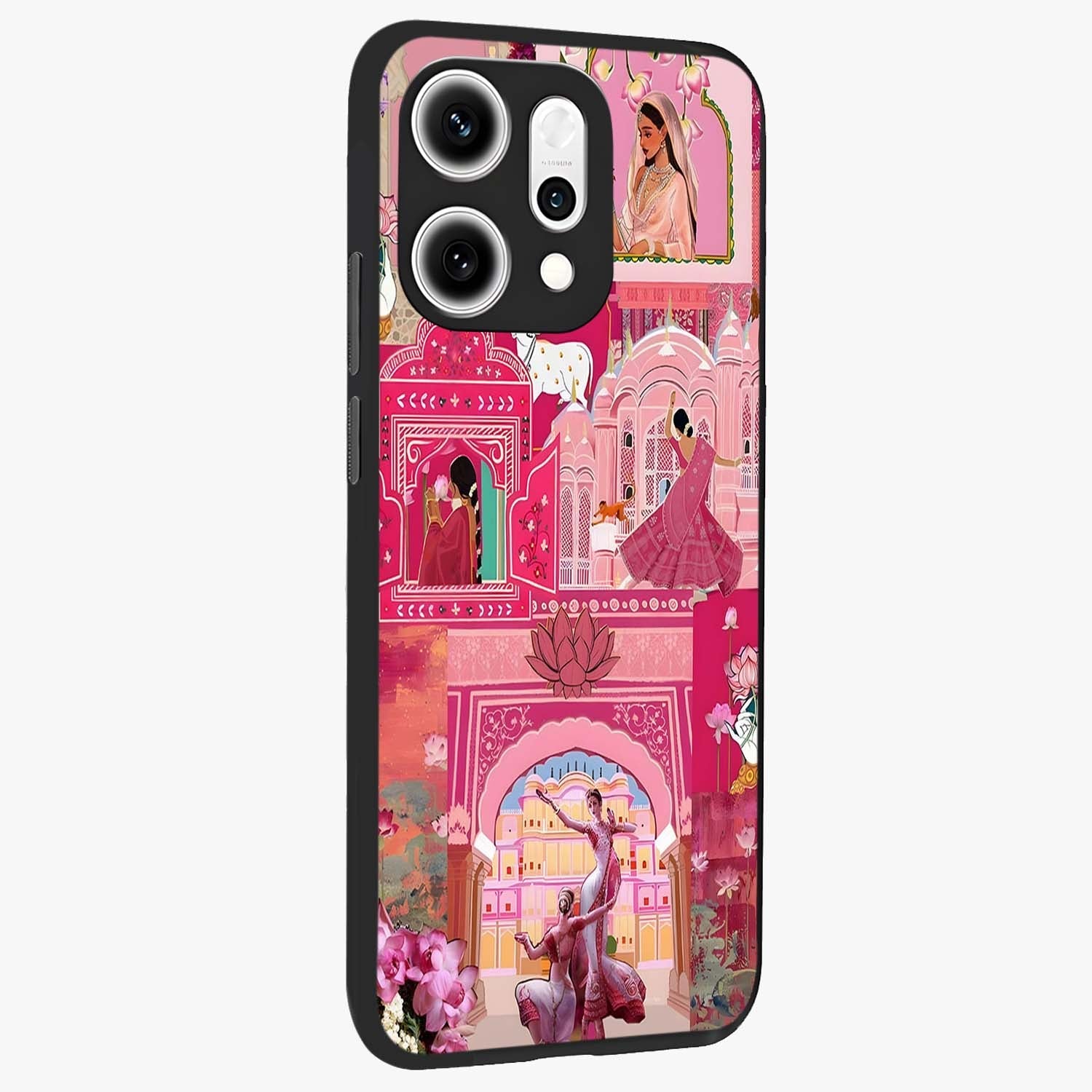 Pink Palace Muse Glass Case upright view showcasing artistic palace artwork with graceful royal theme.