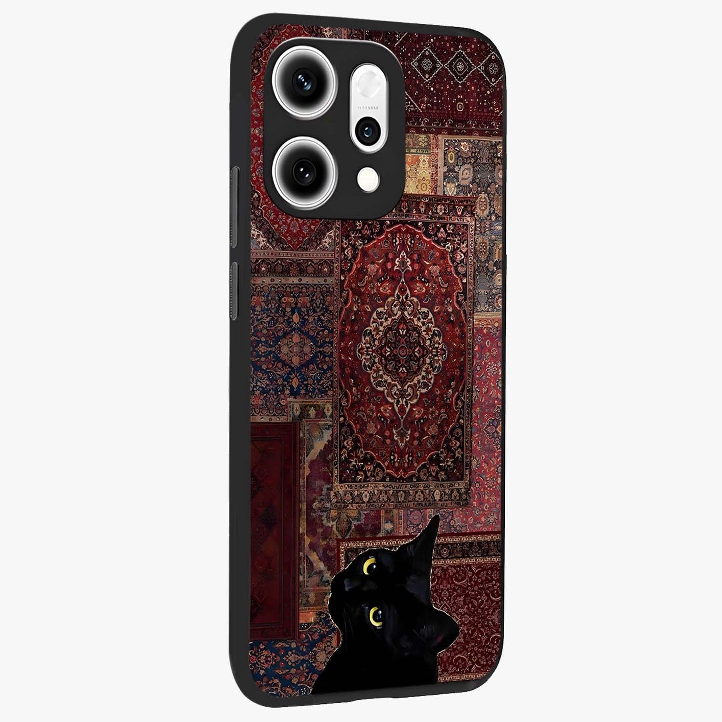 Regal Magic Cat Apple Glass Case upright view showcasing charming cat artwork with playful magical theme.