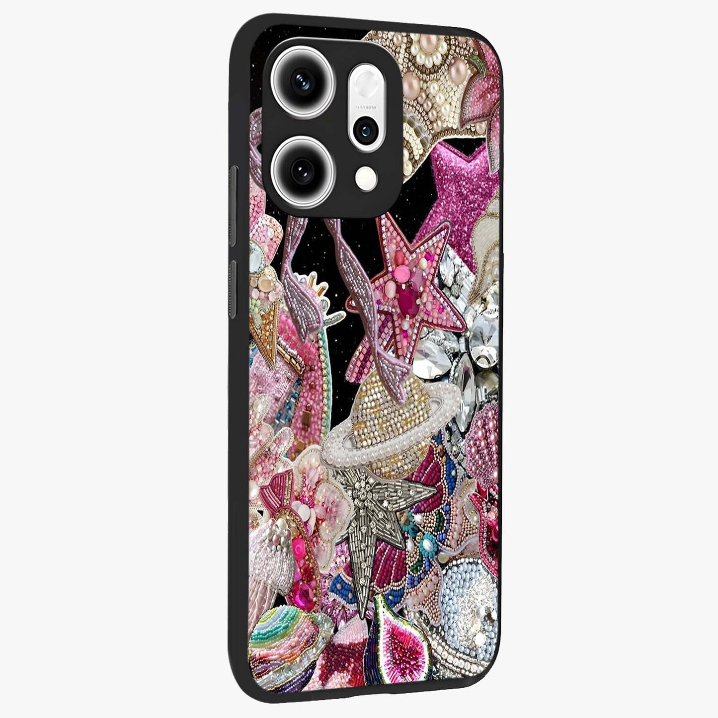 Starlit Jewel Dream Glass Case upright view showcasing radiant star inspired artwork with magical night theme.