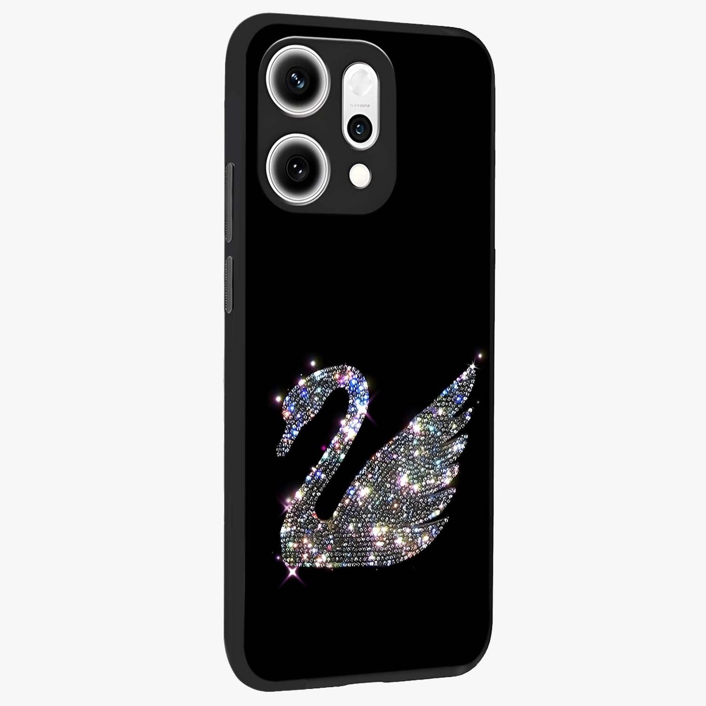 Starlit Swan Grace Glass Case upright view showcasing beautiful swan artwork with peaceful night themed design.