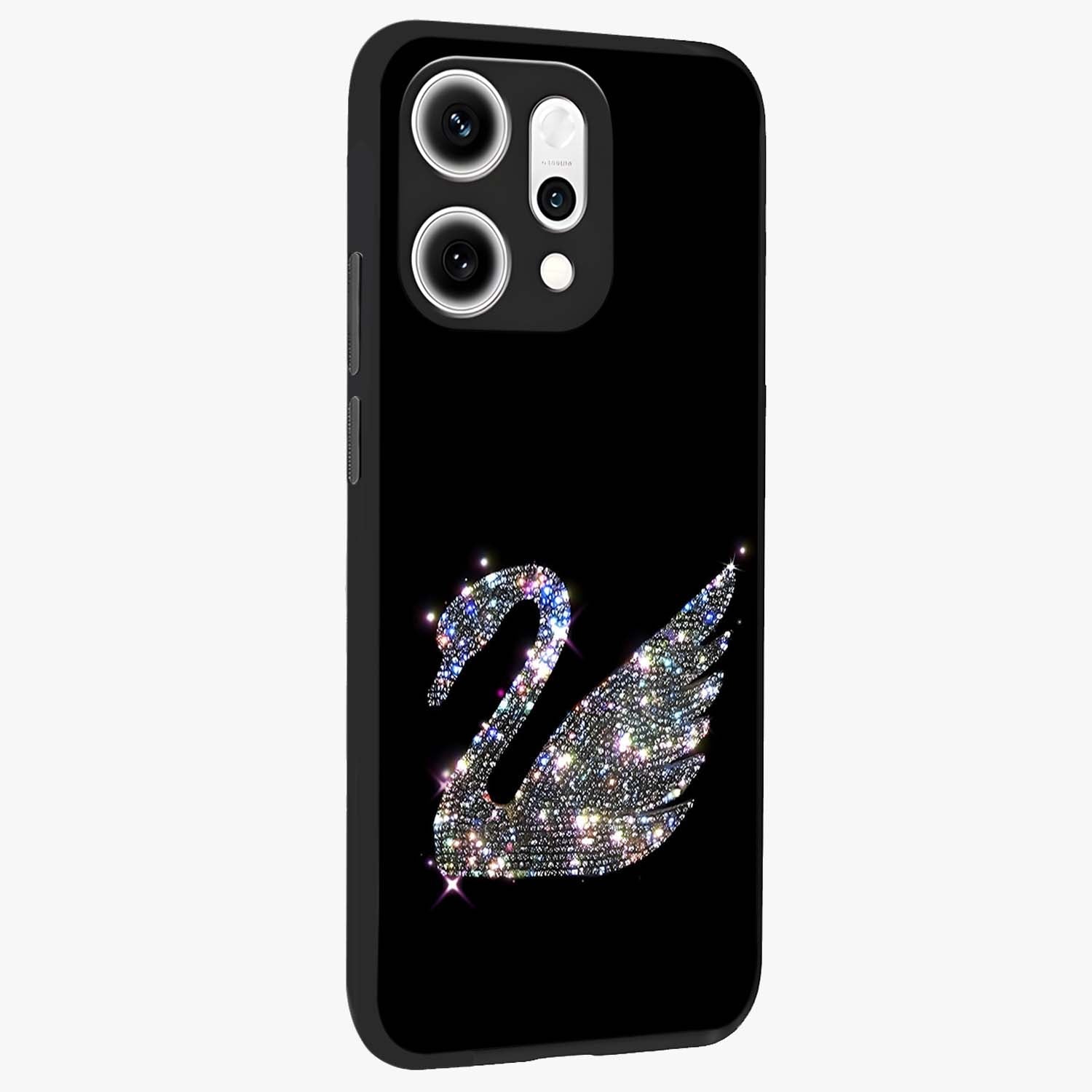 Starlit Swan Grace Glass Case upright view showcasing beautiful swan artwork with peaceful night themed design.