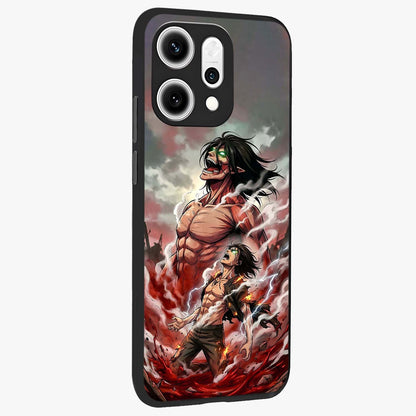Titan Awakening Fury Glass Case upright view showcasing intense titan artwork with epic fantasy theme.