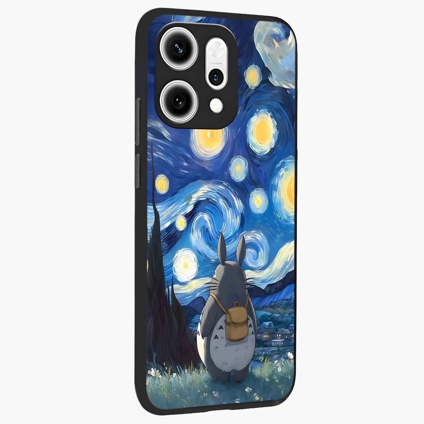 Totoro In Van Gogh Art Glass Case upright view showcasing creative character artwork with painterly artistic theme.