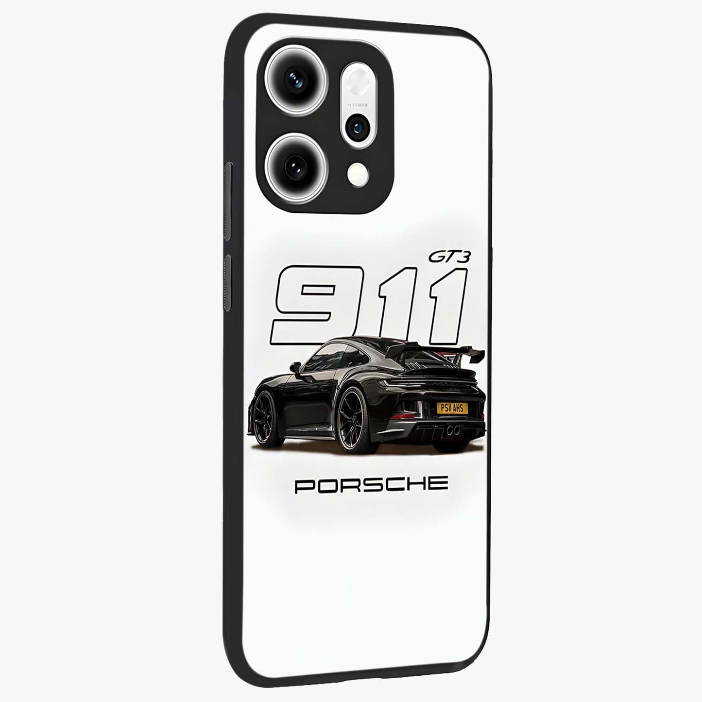 Turbo Legacy Icon Glass Case upright view showcasing bold racing inspired artwork with classic car theme.