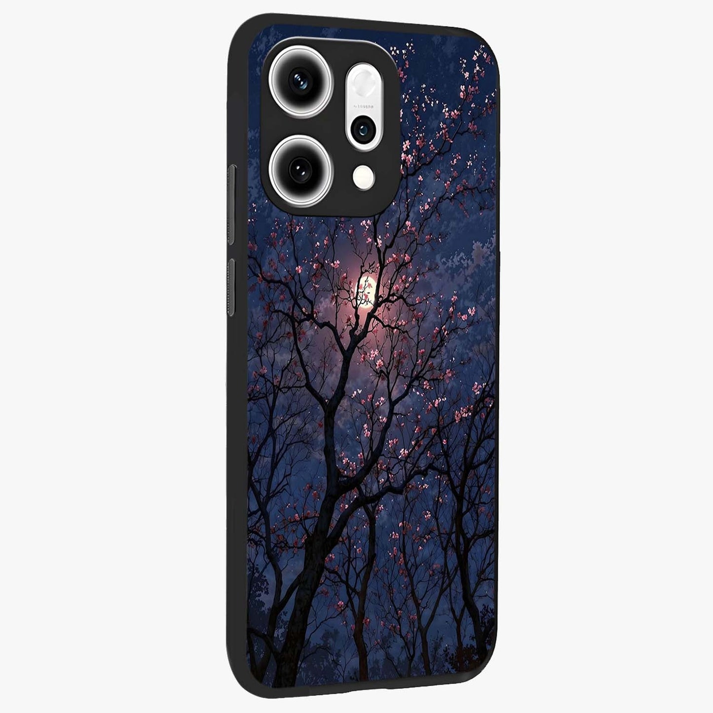 Twilight Sakura Serenade Glass Case upright view showcasing beautiful cherry blossom artwork with serene evening theme.