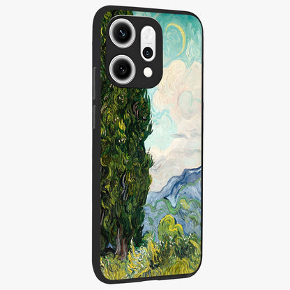 Van Gogh Vintage Art Glass Case upright view showcasing elegant vintage painting artwork with artistic heritage theme.