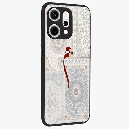 White Aesthetic Bow Glass Case upright view showcasing delicate ribbon bow artwork with cute minimalist theme.
