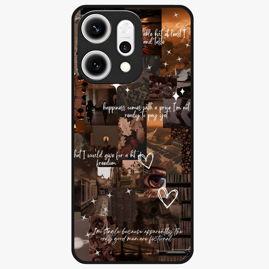Bittersweet Aesthetic Chaos Glass Case showing flat back view with artistic chaotic aesthetic design and glossy glass finish.