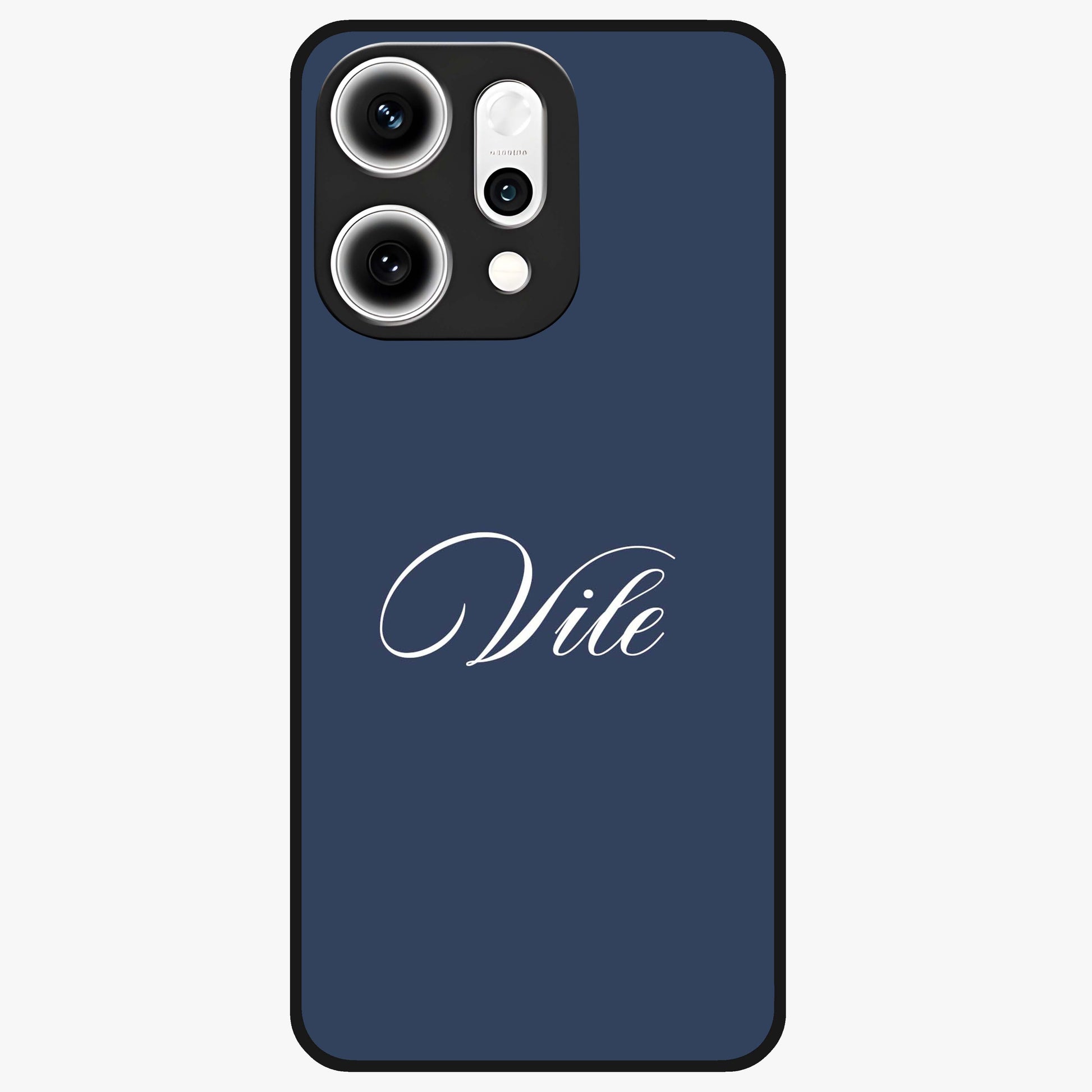 Blue Background Personalized Custom Name Glass Case showing flat back view with minimal blue background and custom name design.