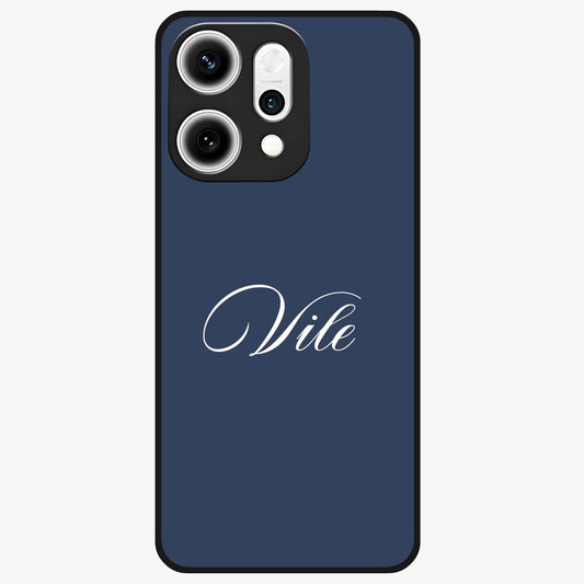 Blue Background Personalized Custom Name Glass Case showing flat back view with minimal blue background and custom name design.