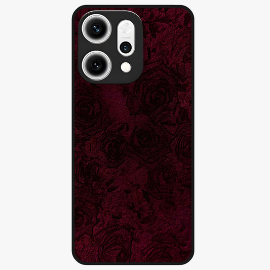 Crimson Fade Flow Glass Case showing flat back view with flowing crimson gradient artwork and glossy glass finish.