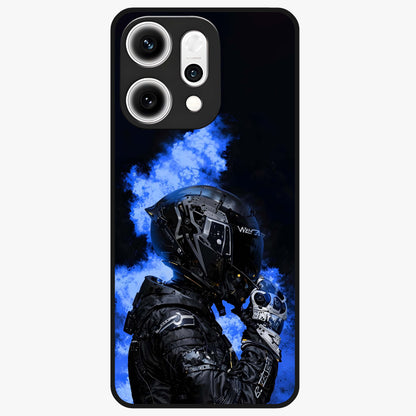 Cyber Sentinel Protocol Glass Case showing flat back view with futuristic cyber themed artwork and glossy glass finish.