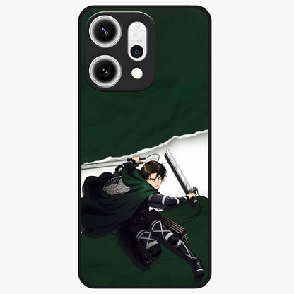 Emerald War Vanguard Glass Case showing flat back view with powerful warrior themed artwork and glossy glass finish.