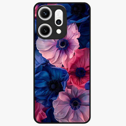 Flower Paper Art Pattern Glass Case showing flat back view with paper cut style floral artwork and glossy glass finish.