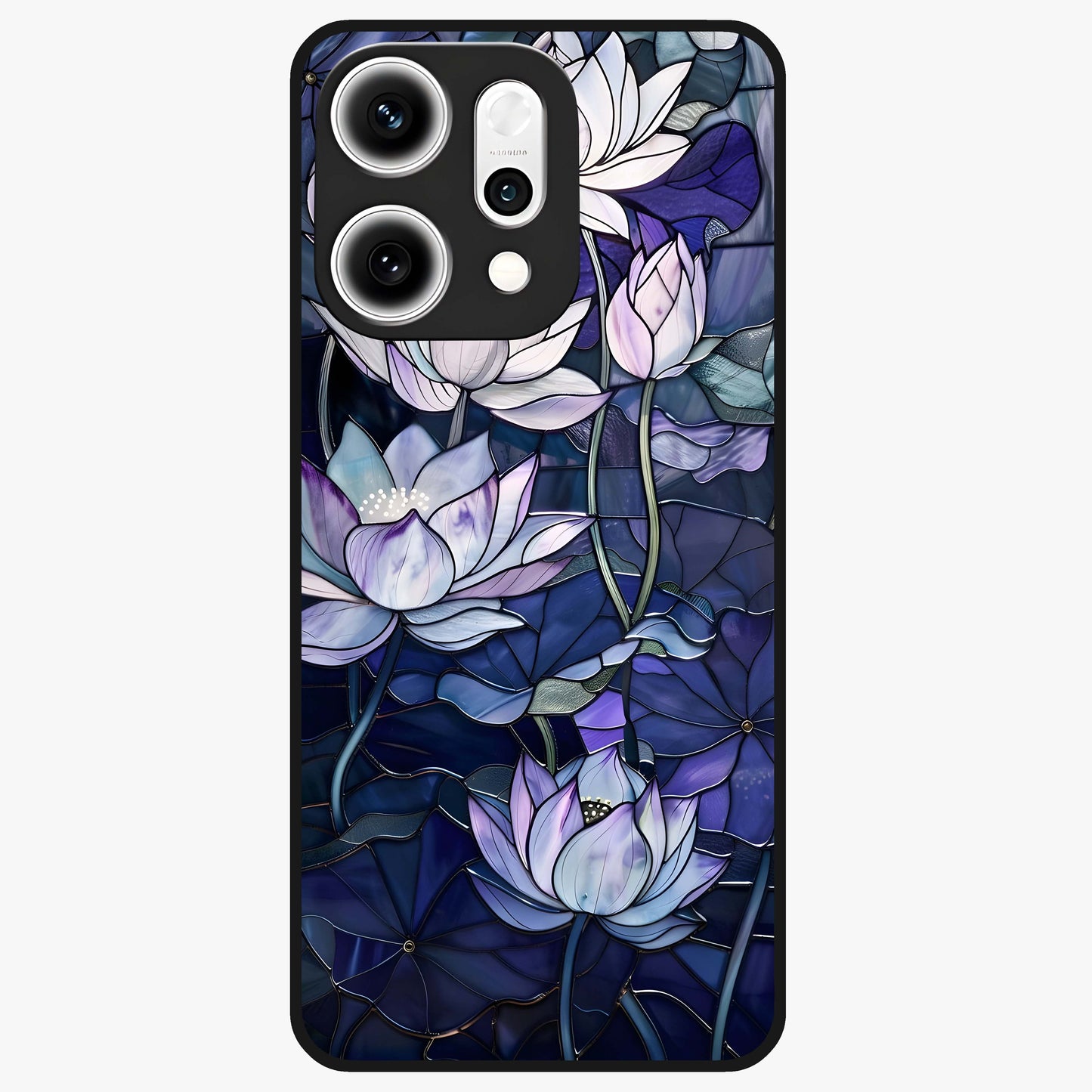 Gloss Petal Rush Glass Case showing flat back view with glossy flower petal artwork and smooth glass finish.