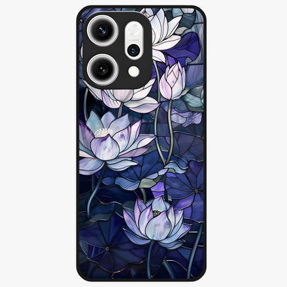 Gloss Petal Rush Glass Case showing flat back view with glossy flower petal artwork and smooth glass finish.