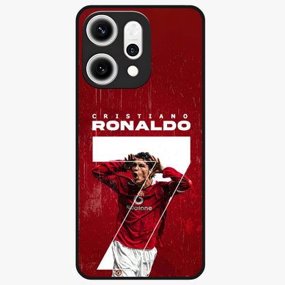 Goal Celebration Legacy Glass Case showing flat back view with football celebration inspired artwork and glossy glass finish.